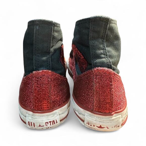 Vtg Converse Chuck Taylor All Star Glitter High Top Shoes Women’s 7 Men’s 5 Red - Picture 4 of 10